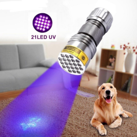 21LED violet flashlight LED violet UV UV Flashlight counterfeit flashlight (Option: Silver-21LED)